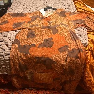 Kantha Bae New Moon Orange and Brown Maxi Dress